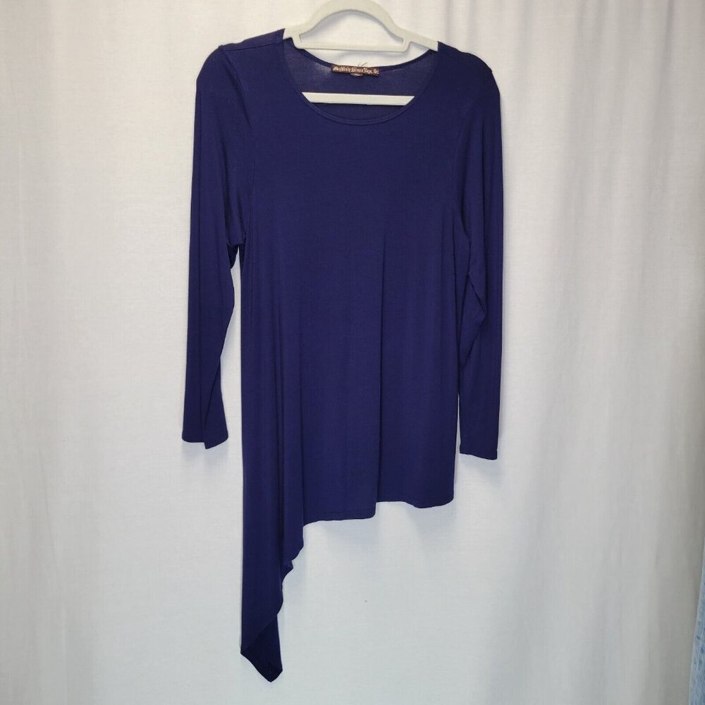 Mushka By Sienna Rose Inc Women's Small Tunic Shirt Top Blue Asymmetrical